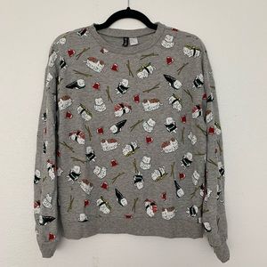 H&M Gray Sushi Cat Crewneck size M